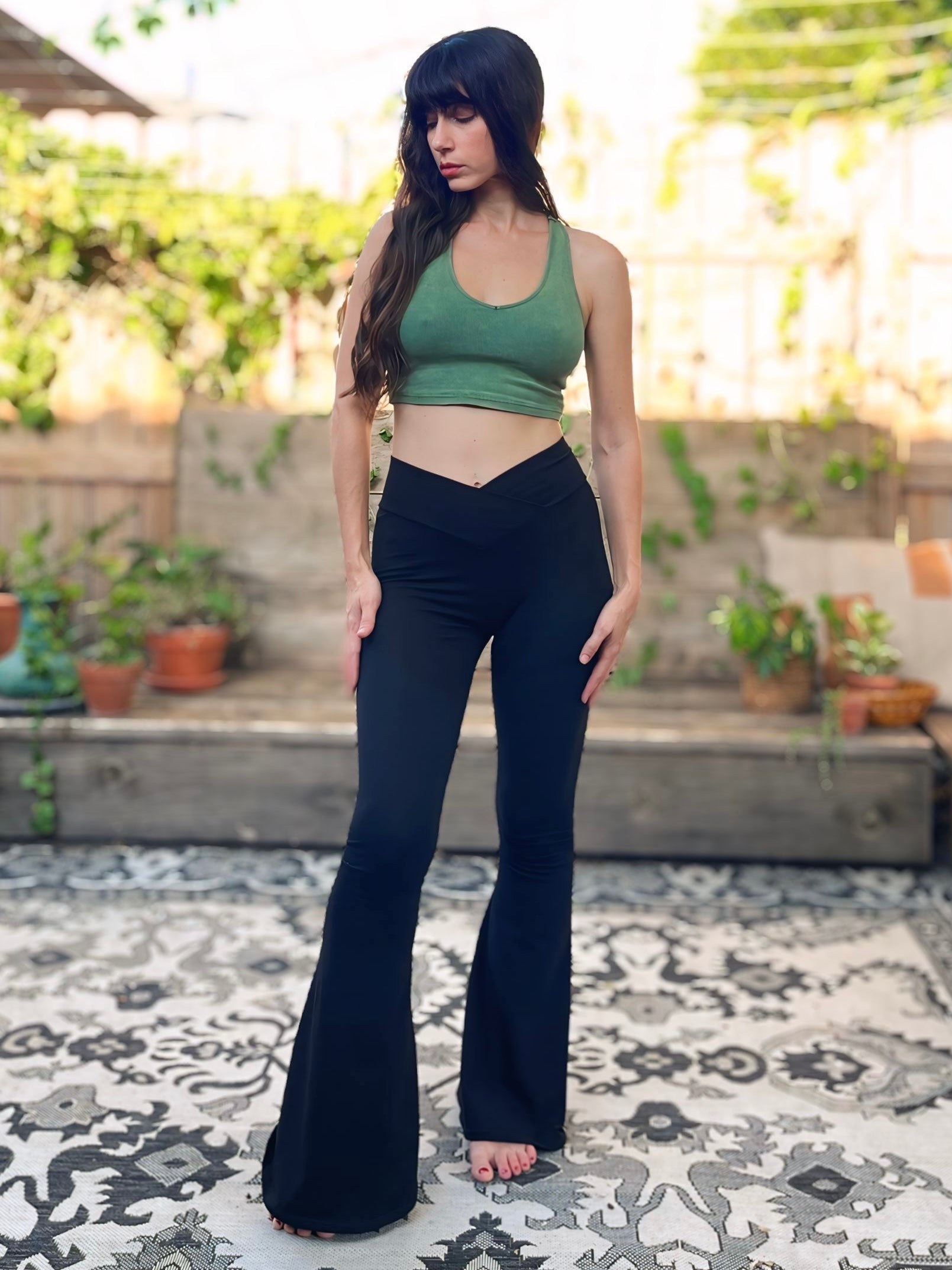 Coral Flare Leggings with Crossover Waist – Home Cooked Karma