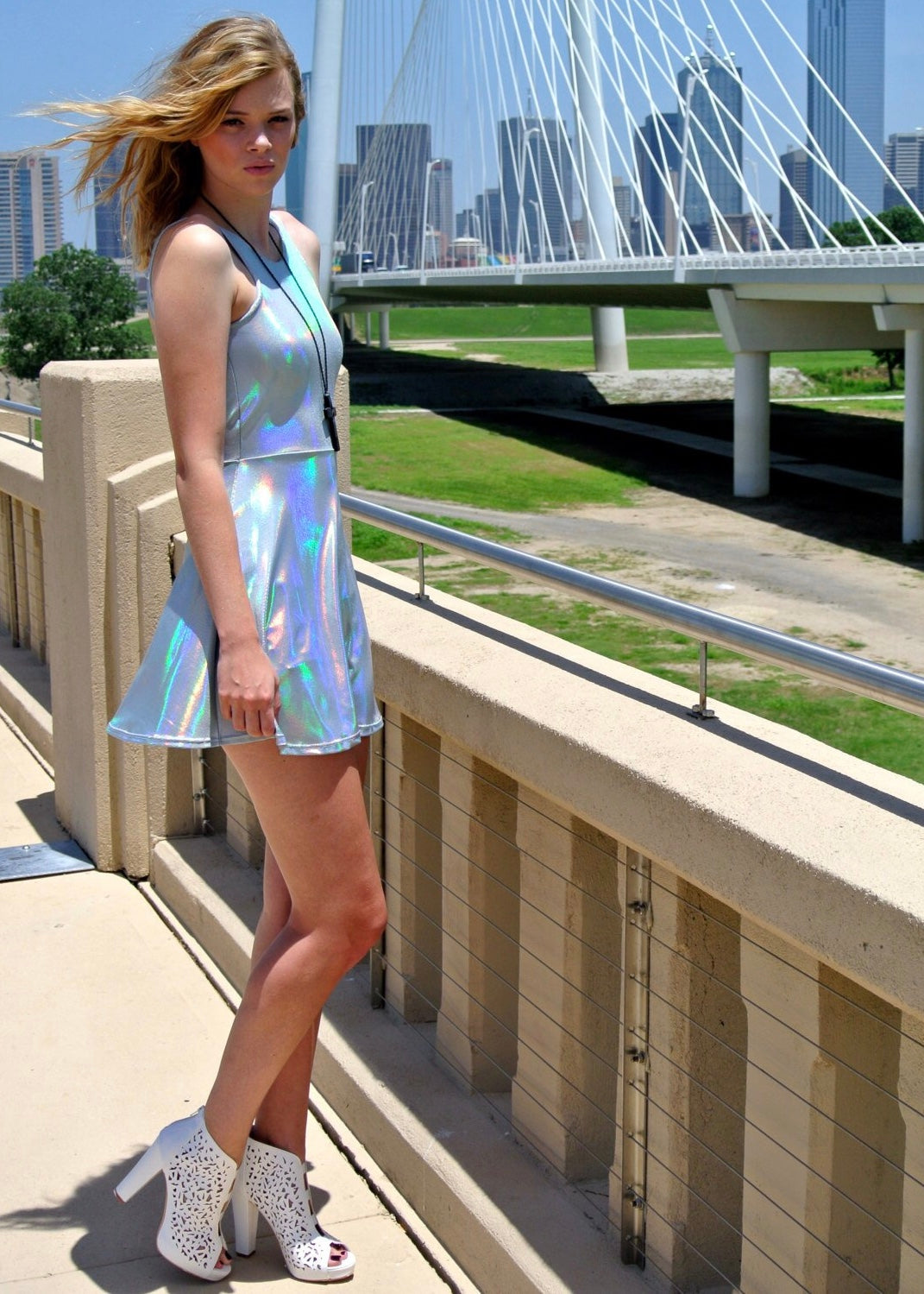 Holographic Dress with Open Back