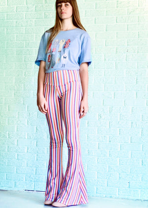 Retro Rainbow Print Flares